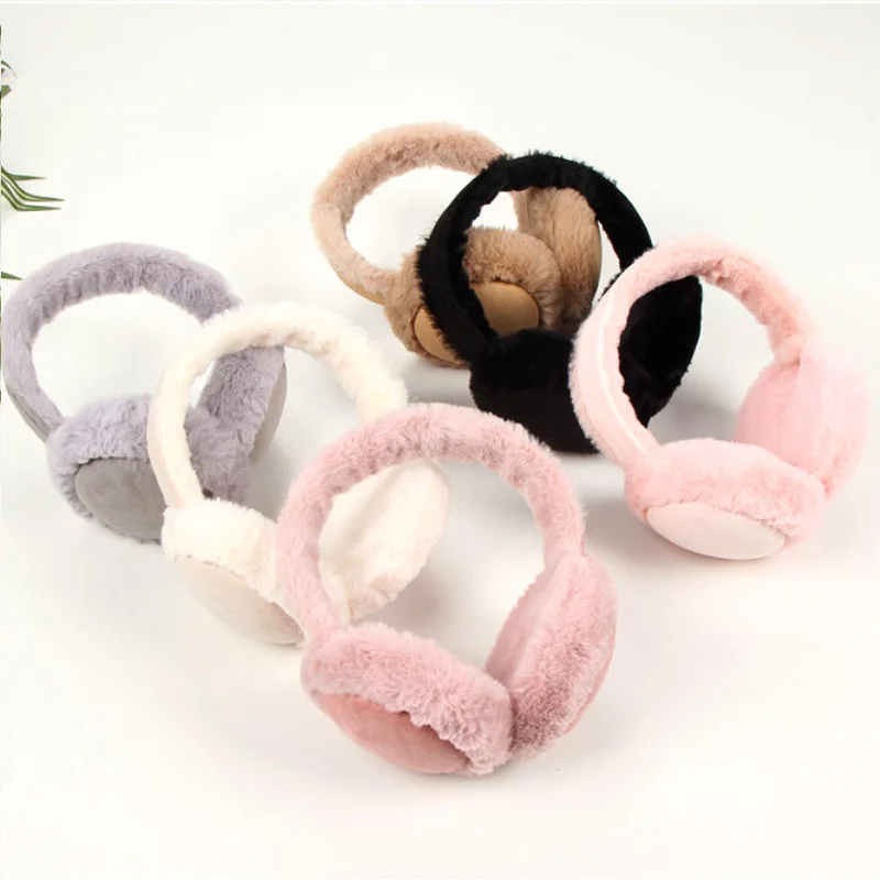 Winter Plush Warm paraorecchie per donna uomo Soft Warmer paraorecchie paraorecchie pieghevoli in tinta unita paraorecchie per esterni con protezione dal freddo