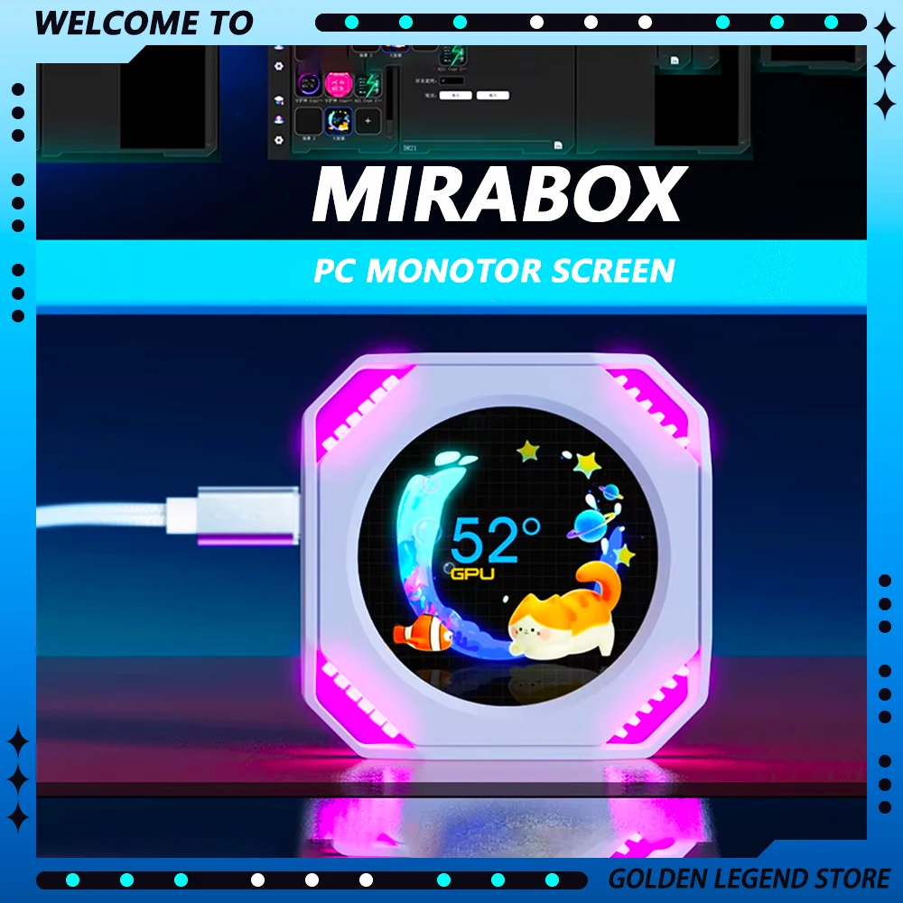 

Mirabox Dr21 монитор со вторичным экраном для ПК, синхронный экран с водяным охлаждением, индивидуальный 2,1-дюймовый компьютерный комплект, аксессуары, дисплей