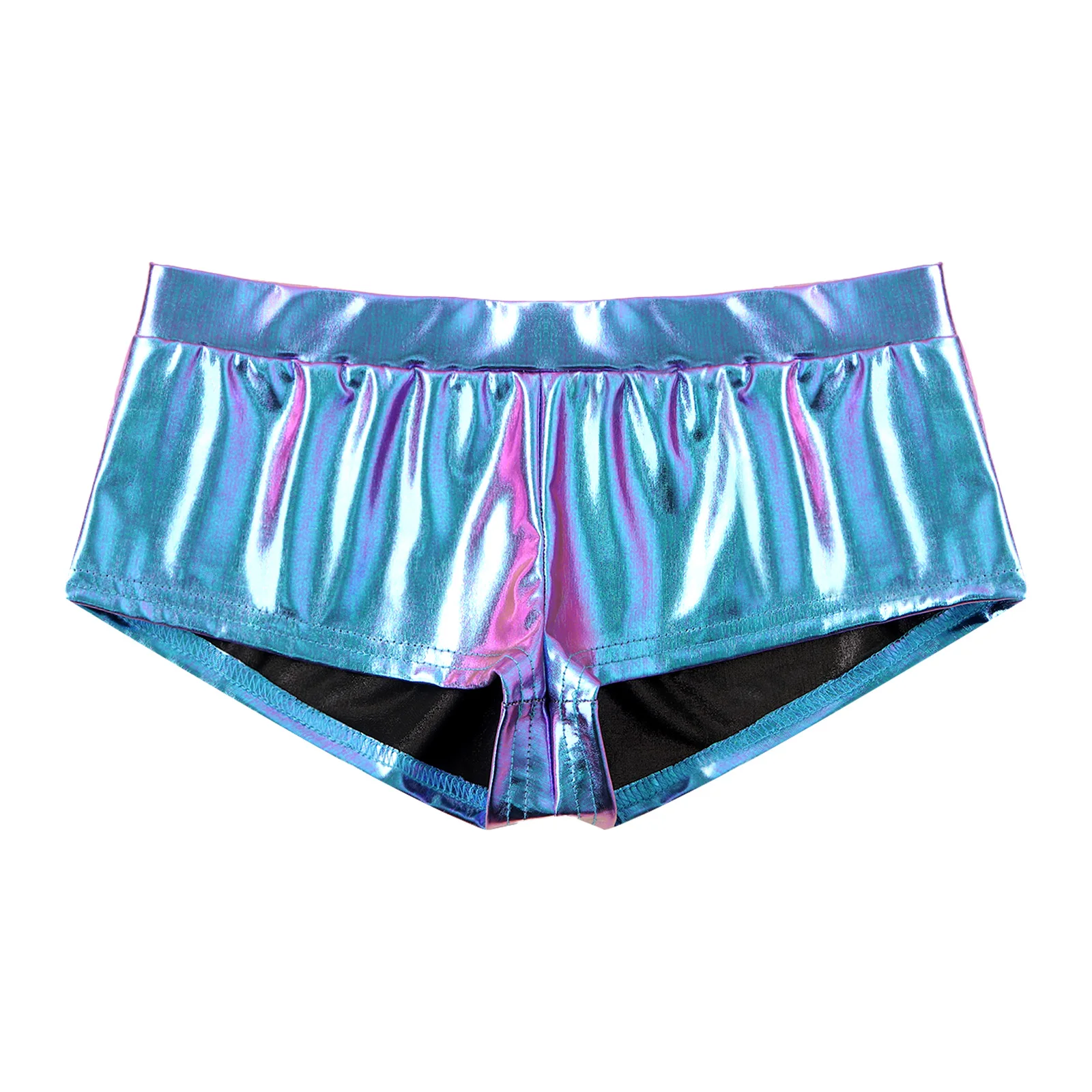 Pantalones cortos de cuero metálico para mujer, Shorts de aspecto húmedo para baile en barra, festivales, ropa de club nocturno