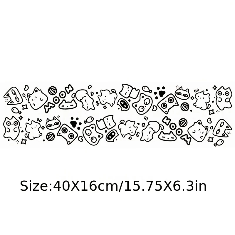Black White Cat Doodle Bike Frame Sticker Set, Waterproof Scratch-Resistant Decal for Road Mountain Bike Fork, Cartoon Decor