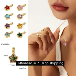CARLIDANA High Quality Stainless Steel Colorful Mini Crystal Pendant Star Flower Charm Pendant for Bracelet Necklace DIY Jewelry