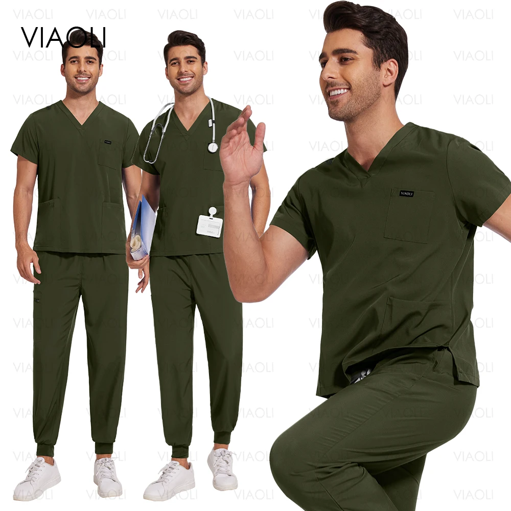 Nurse Uniform Woman Men Hospital Medical Uniforms Dental Nursing Tops Pants Unisex Workshop Workwear Beauty SPA Work Clothes New