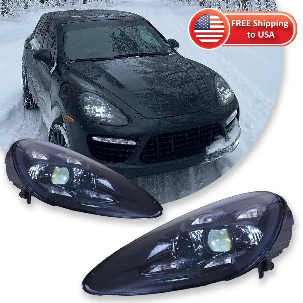 

Фары для Porsche Cayenne 2011-2014 958, светодиодные проекционные фары 958.1, автомобильные аксессуары