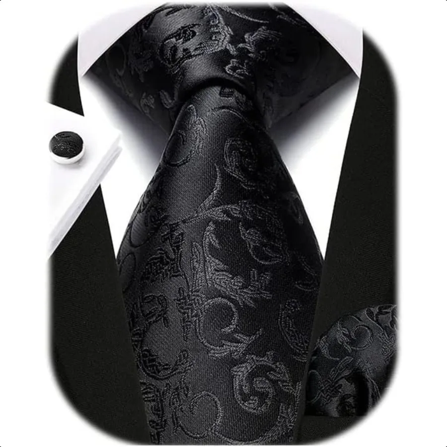 

Enlision Mens Ties Solid Color Satin Necktie Ties for men Handkerchief Cufflinks Pocket Squares for Wedding