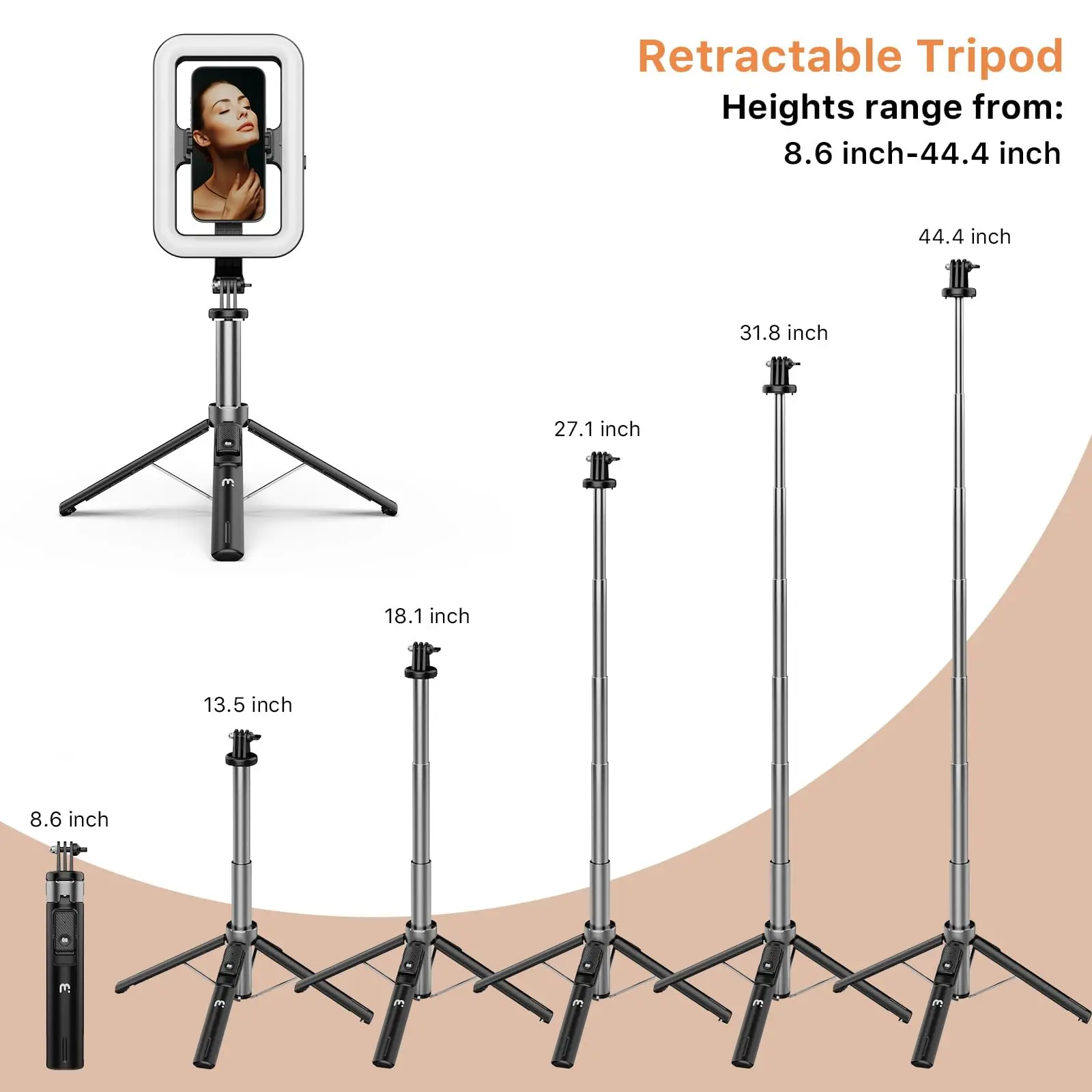 LISCN 1.3m LED Selfie Light with Stand 8\