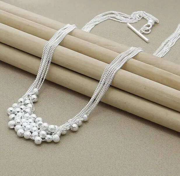 Coastal Beauty New Design 925 Sterling Silver Six Line Sand Bead Necklace Chains Jewelry