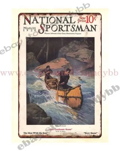 1pcs 1928 NATIONAL SPORTSMAN magazine hunting trapping fishing metal tin sign