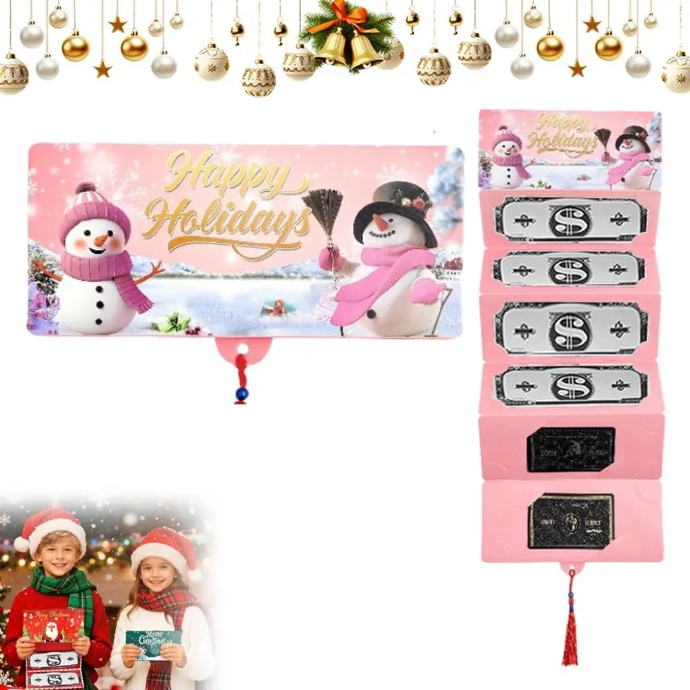 Santa Claus Christmas Cash Gift Envelope Christmas Tree with 10 Slots Folding Banknote Card Christmas Red Envelope