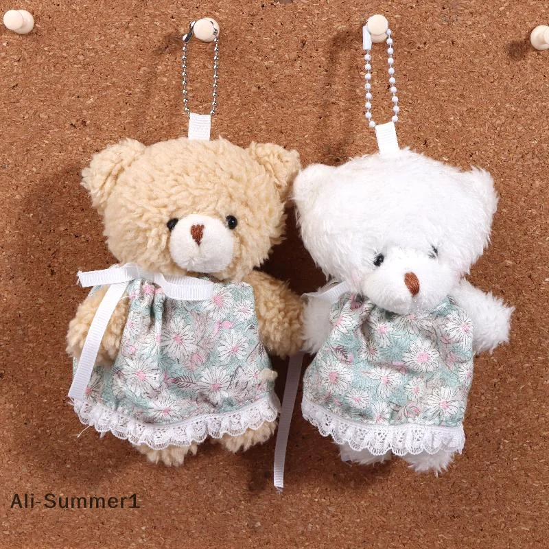 【E】 Cartoon bloemenrok beer pluche sleutelhanger gevulde beer pop sleutelhanger paar sleutelhouder tas hanger rugzak hangende decor geschenken