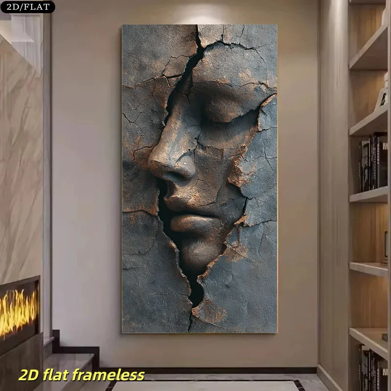 1 piece of abstract face canvas wall art - minimalist brown gray black beige white, suitable for wall decoration in living rooms