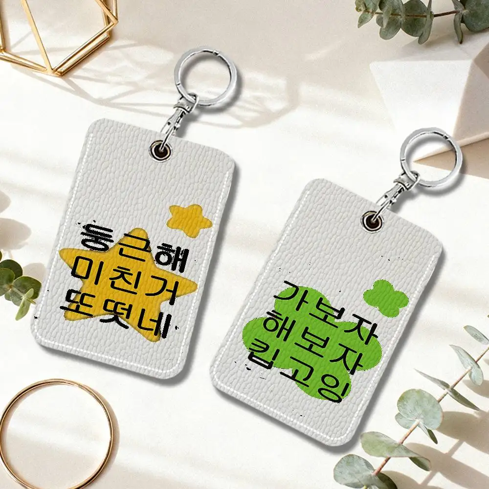 Korean Ins Star Letters Keychain Card Holders Keyring Bank Bus ID Credit Cards Key Ring Chains Gift