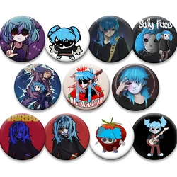Round Cartoon Display Pins Sally Face HD Print Anime Brooches Suspense Puzzle Game Badge for Backpack Accessorys Jewelry Gifts