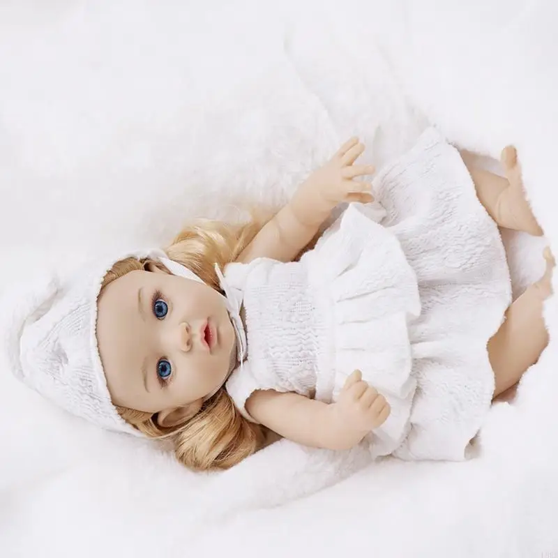 Realistic Vinyls Baby Girl Doll 12inch with Hat Dress for Kids Play Realistic Baby New Borns Asleep Toy Soft L8RB