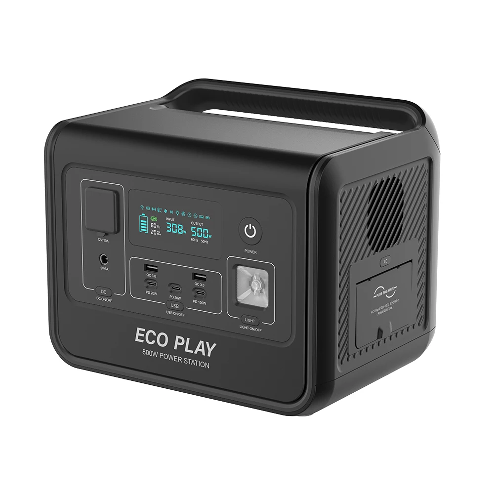 ECOPLAY Portable Power Station 800W 512Wh Solar Generator,Battery Pack Camping, Home Backup, USB-C PD, USA Plug