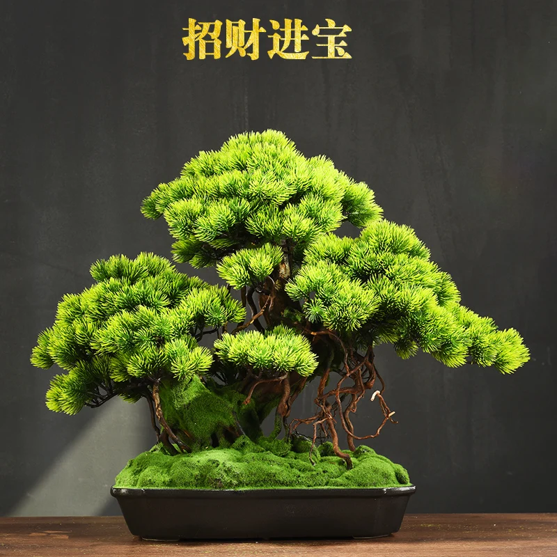 New Chinese Style Simulation Interior Decoration Zen Garden Guest-Greeting Pine Artificial Plants Home Decoration Accessories