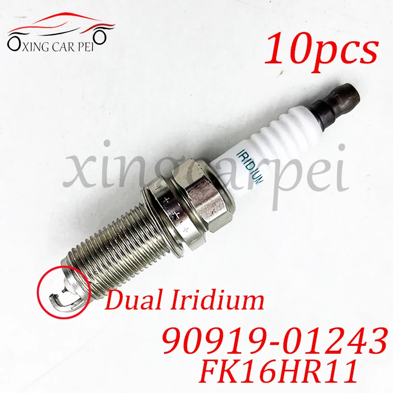 

Свеча зажигания FK16HR11 90919-01243 Dual Iridium для Toyota Corolla Vitz Ractis Auris 9091901243 VFKH16 267700-7140, 10 шт./партия