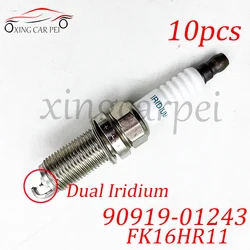 10pcs/lot FK16HR11 90919-01243 Dual Iridium Spark Plug For Toyota Corolla Vitz Ractis Auris 9091901243 VFKH16 267700-7140