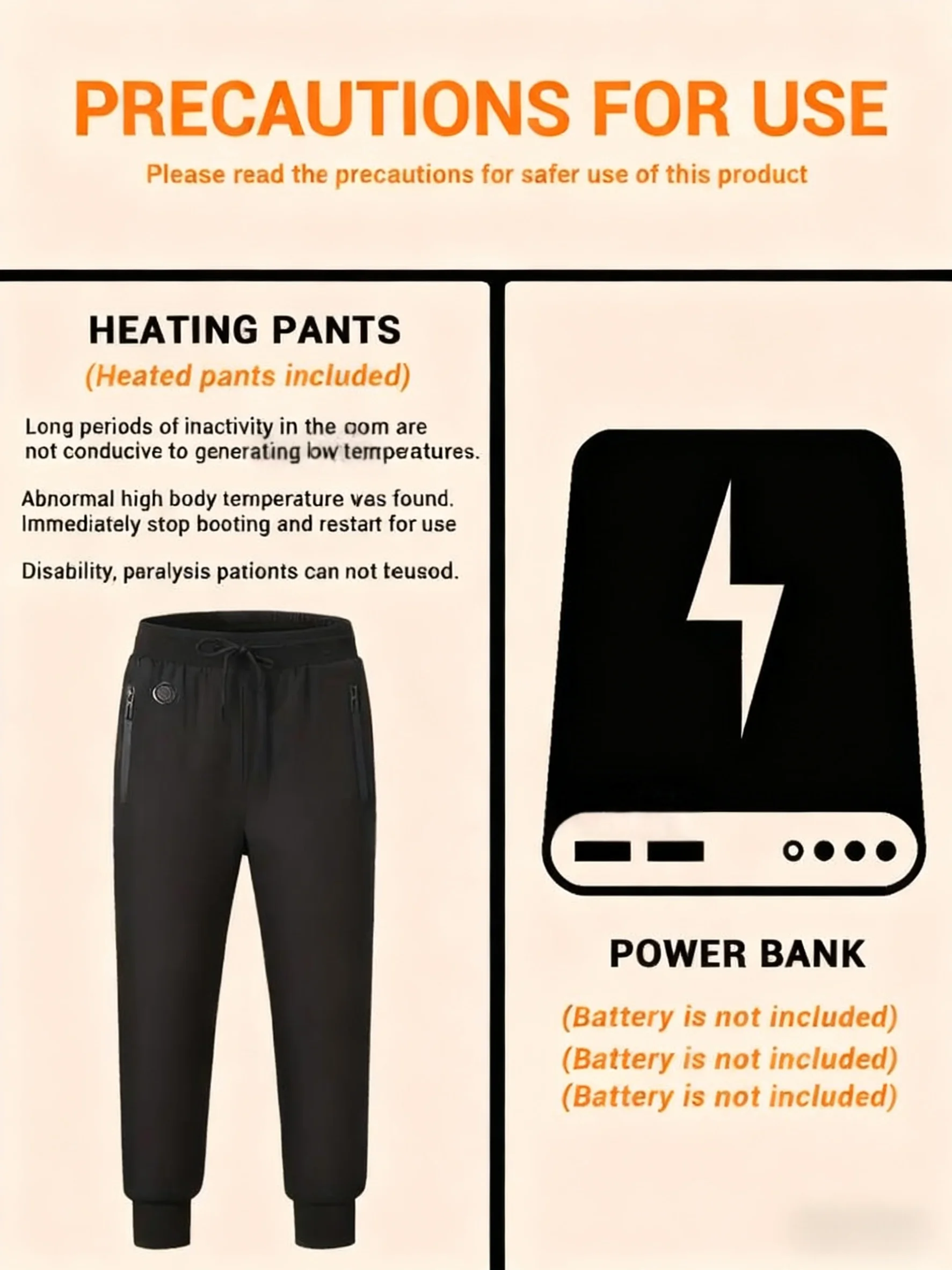 Winter heated jogger pants with 8-zone heating, dual control, three temperature settings, suitable for hiking, working in cold w