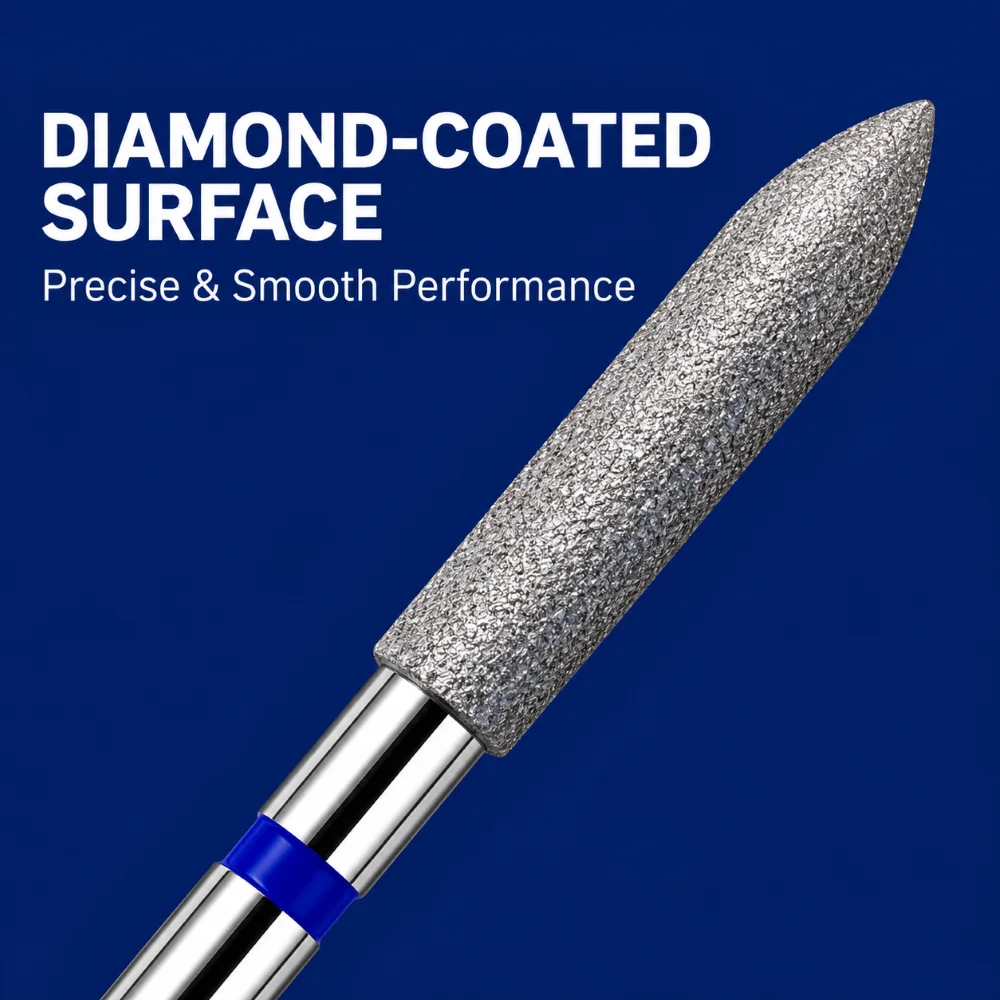 Nail Drill Bit 3MM Carbide Diamond 2PCS Set Medium Fine Milling Cutter for Manicure Pedicure Removing Dead Skin Cuticle Burrs