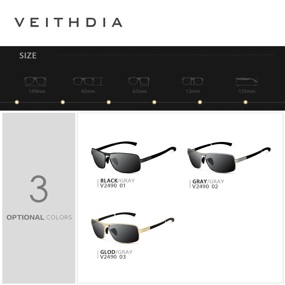 VEITHDIA Brand Sunglasses Sport Women Men Outdoor Driving Sun Glasses Vintage Polarized UV400 Lens Male Eyewear For Female 2711