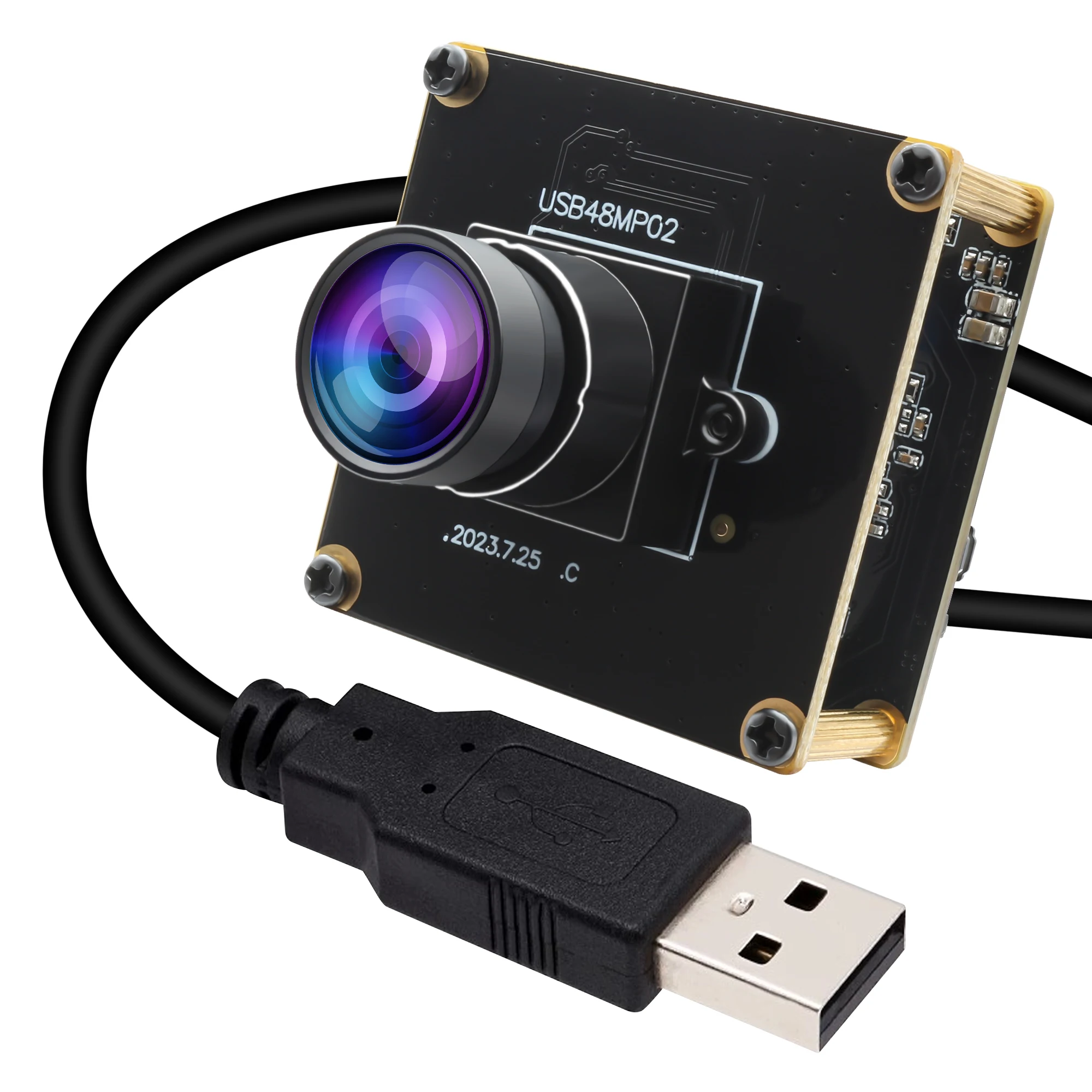 GOOD 48MP USB Camera Module 30fps Wide Angle 100Degree No Distortion Lens IMX586 UVC 8K Mini USB Webcam Board for PC Raspberry P