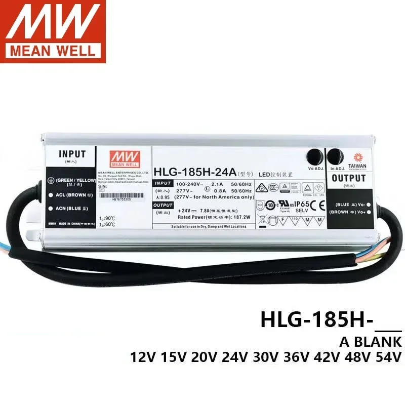 

HLG-185H-12A/12B/24A/24B/36A/36B/48A/48B Taiwan MEAN WELL Waterproof LED Power Supply 185W