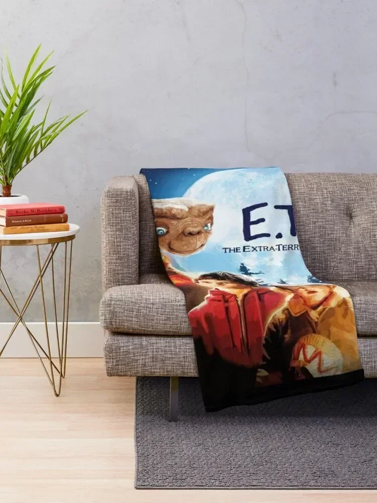 E.T. The Extra- Terrestrial Digital Illustration Throw Blanket