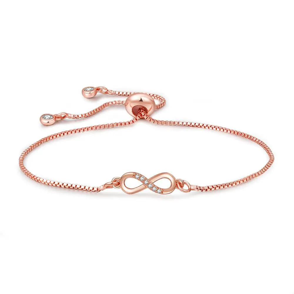 Cubic Zirconia Crystal Brass Infinity Love Charm Box Chain Bracelet Women 2022 New Fashion Gold-plated Copper CZ Zircon Jewelry