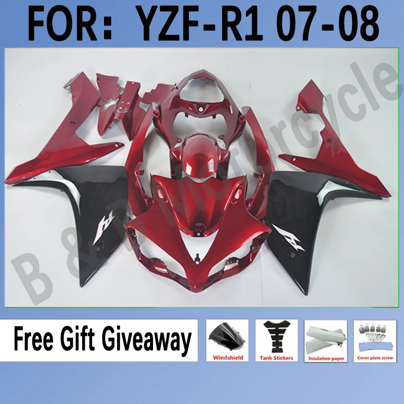 For Yamaha YZF R1 2007 2008 Motorcycle Bodywork Set Popular Products Housing Colour Change Kits Style Fairing Red Black