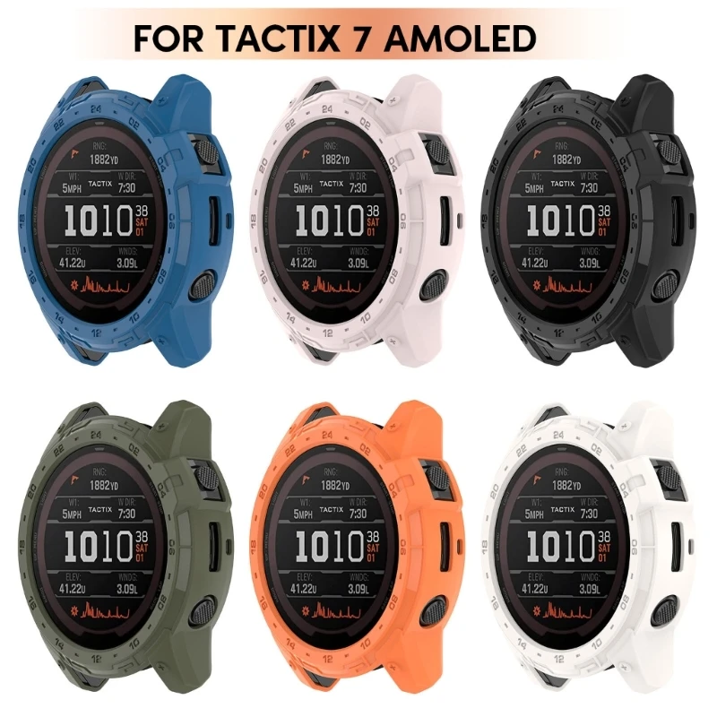 Screen Protector Case for Garmin Tactix 7 AMOLED Amoled Waterproof Full Coverage Silicone Bumper Protective Covers Anti-scratch