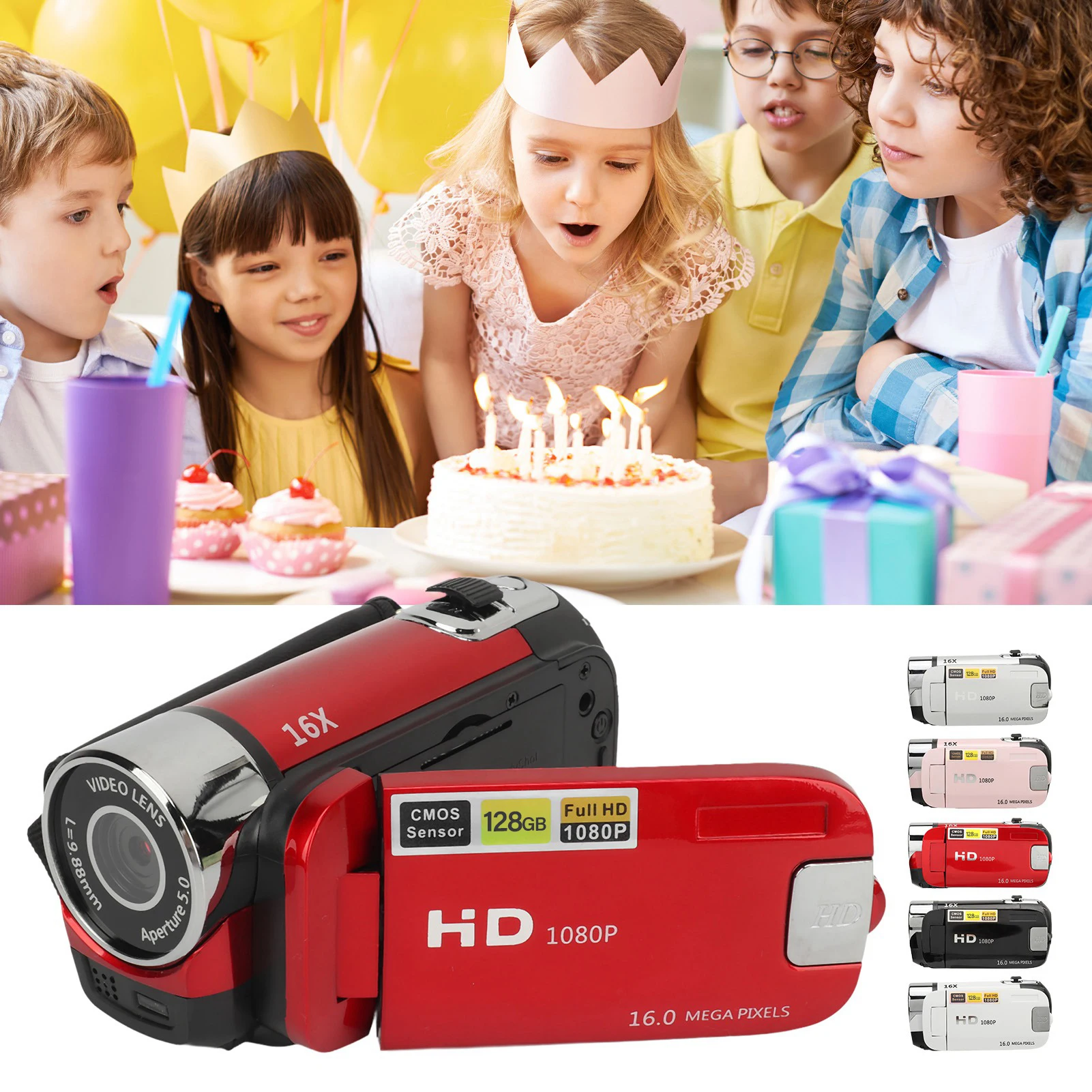 Compact Video Recorder 16MP Digital Camera 1/4 inch Thread Hole 1080P Resolution with Fill Light for Travel Wedding Recording