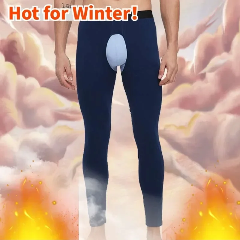 

Open Crotch Thermal Pants Men Leggings Middle-aged Elderly Long Johns Autumn Winter Tight Trousers Threaded Pants Cotton Pants