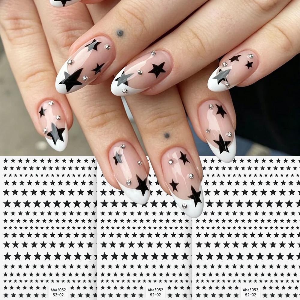 

Y2K 3D Star Nail Stickers Classic Five-point Black Star Decals Self-Adhesive Stereo Nail Art Stickers For Sweet Cool Nails