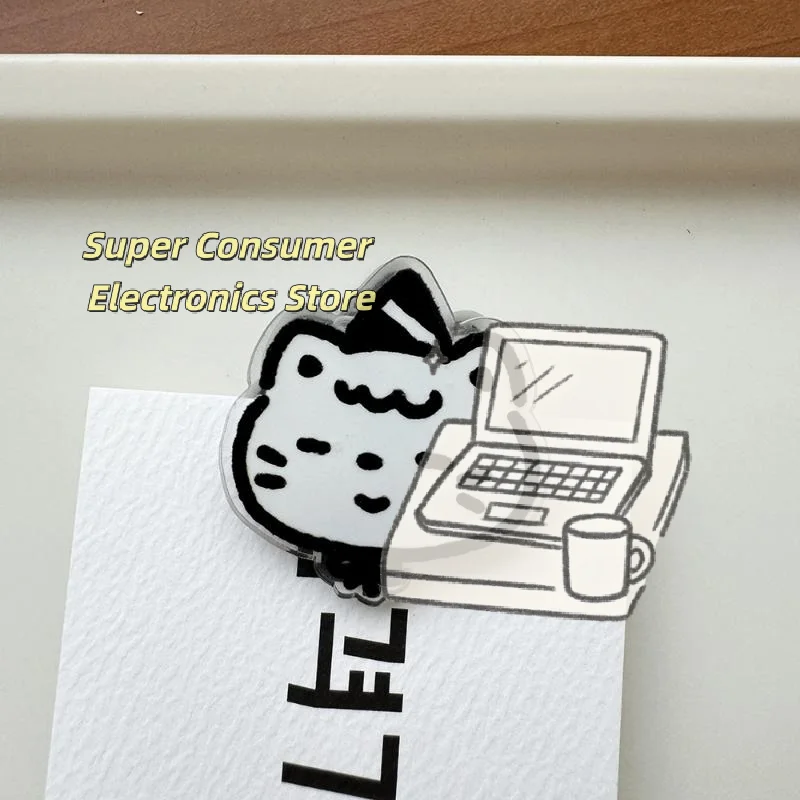 9 Pcs Cute Cartoon Cat Clip Acrylic Double Sided High Definition Pattern Sealing
