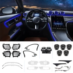For Mercedes-Benz W206 C 2022 2023 2024 Car Ambient Lights 64 Colors RGB LED Vents 4D Speakers Seat Console Decorative Lights