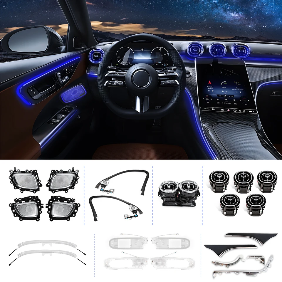 Para mercedes-benz w206 c 2022 2023 2024 luzes ambientais do carro
