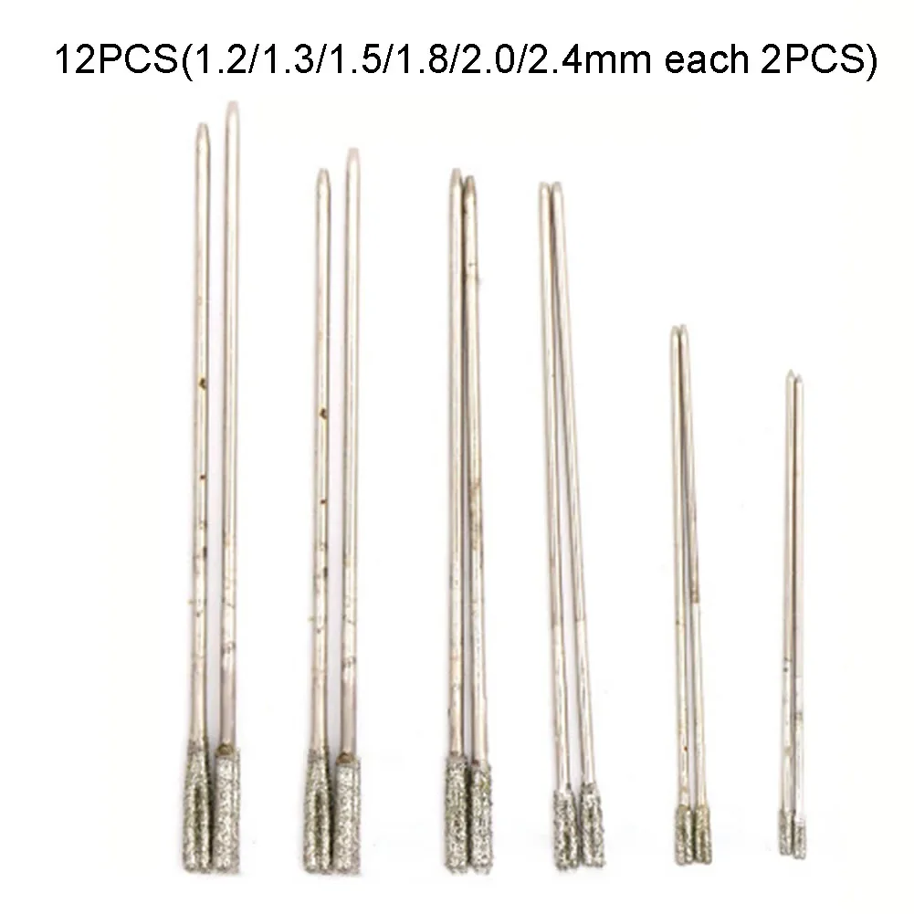 Imagem -02 - Diamante Revestido com Derivadas Brocas Azulejo Pedra Vidro Jóias Buraco Saw Fresa Bit Brush Ferramentas Burr 10 Pcs 12 Pcs 1.3 mm