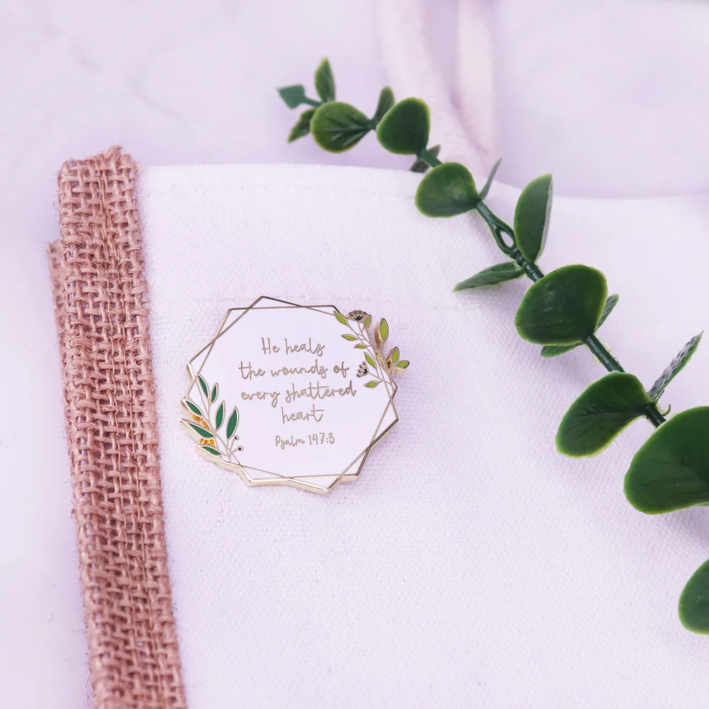 he heals the wounds of every shattered heart Bible Christ cure encourage Badge Creative Gift