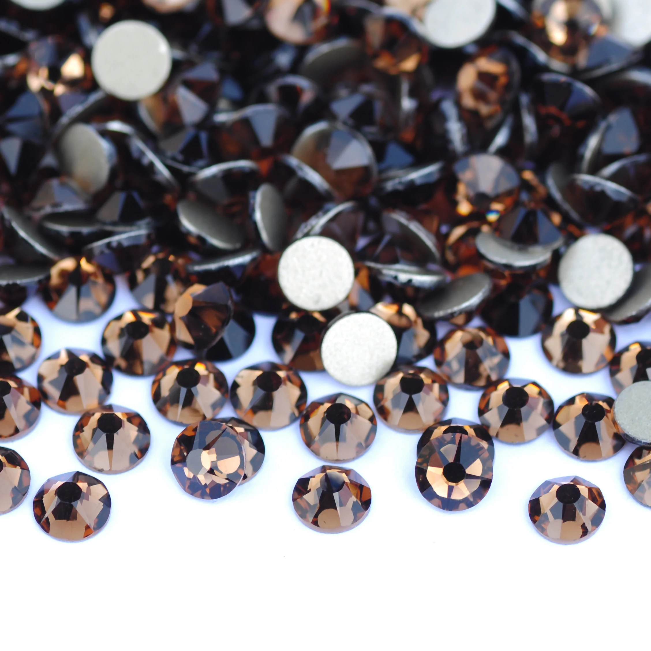 PUBRILEX Smoked Topaz 8 große und 8 kleine Strass-Kristalle mit flacher Rückseite, nicht heißfixierbar, für Nägel, Nähen, Kleidung – Detail 3