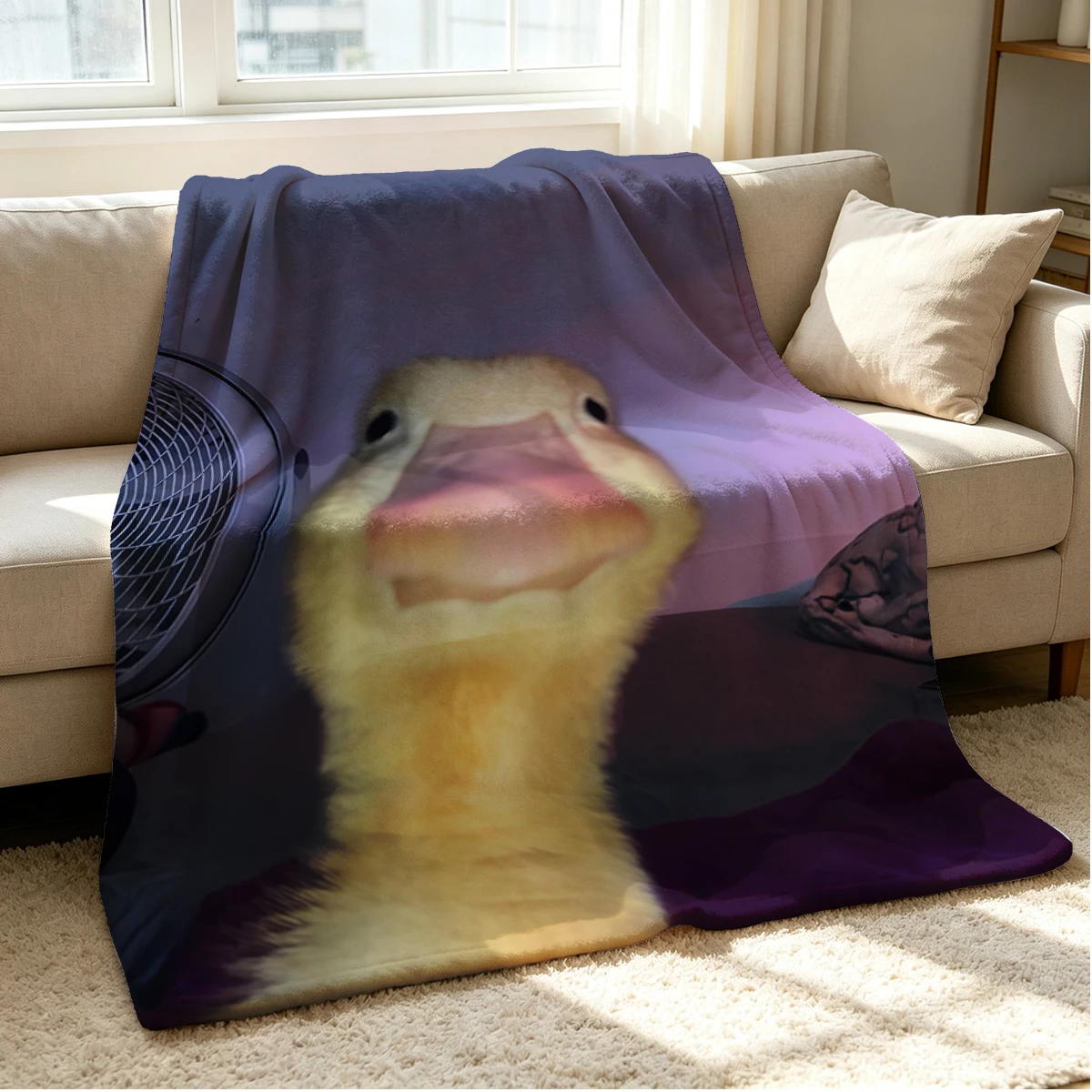 Ducky Selfie Flannel Blanket Warm Soft Halloween Christmas Couch Warm Cozy Decorative Decor Gift for All Season