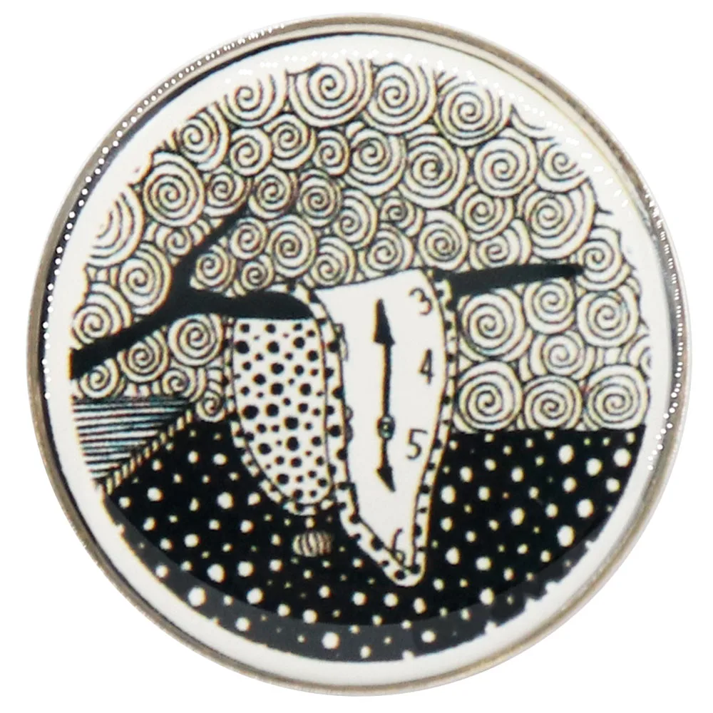 Hypnotic illusion melting clock Black and white dot pattern confuses Trance Metal Alloy Badge Lapel Pin for Clothes Bag Accessor