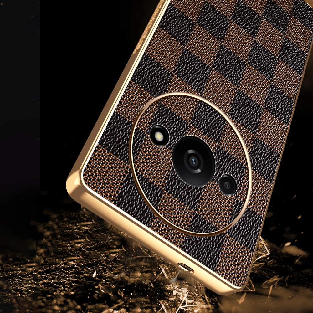 레드미 14 13 R C A3x A4 터보 4 3 프로용 고품질 비즈니스 레트로 슬레 가죽 케이스, 레오파드 체커보드 패턴 보호 커버