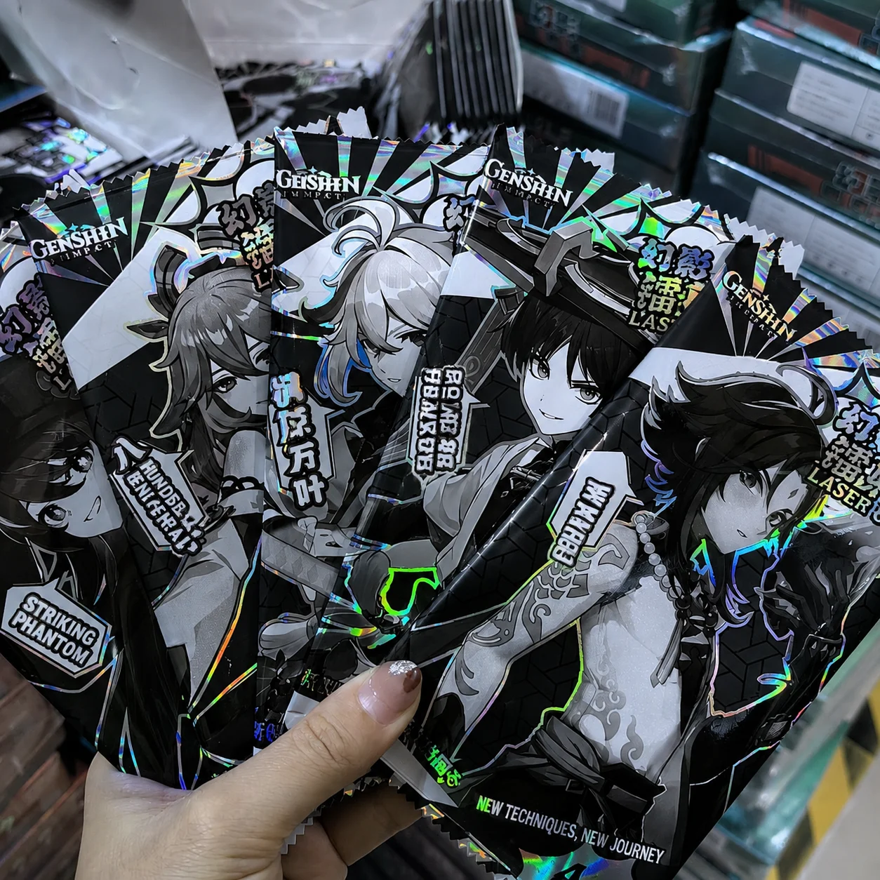 5Pcs Anime Game Genshin Furina Neuvillette Card Disassembly Blind Box Random Image Card 3D Laser Card Bagged Pretty Party Gifts