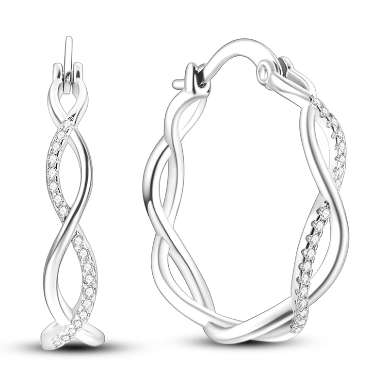 A Niche Combination Of 925 Sterling Silver Gold & Silver & Rose Gold Sparkling Interwoven Earrings For Women's Jewelry