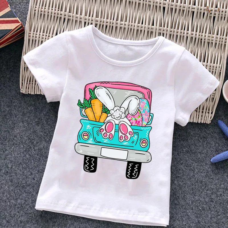 

Easter Fashion Children's Short-sleeved Loose Top for Boys, New Summer Dress for Girls, Half-sleeved Big Kids Clothes Polyester