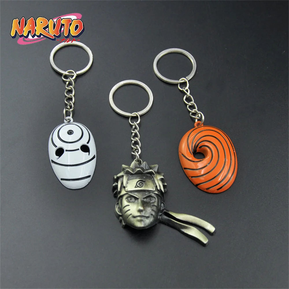 Naruto Creative Keychain Metal Obito Naruto Action Figures Stereo Mask Necklace Book Bag Pendant Keychain Gift