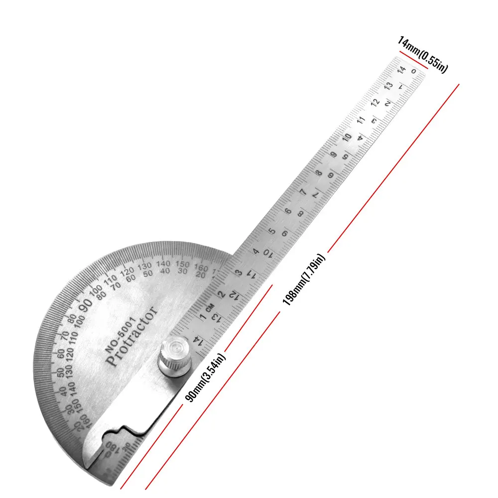 Angle Meter Measure Protractor Ruler Metal Finder 180 Degree Guage Goniometer Stainless Steel Woodworking Wood Measurement Tool