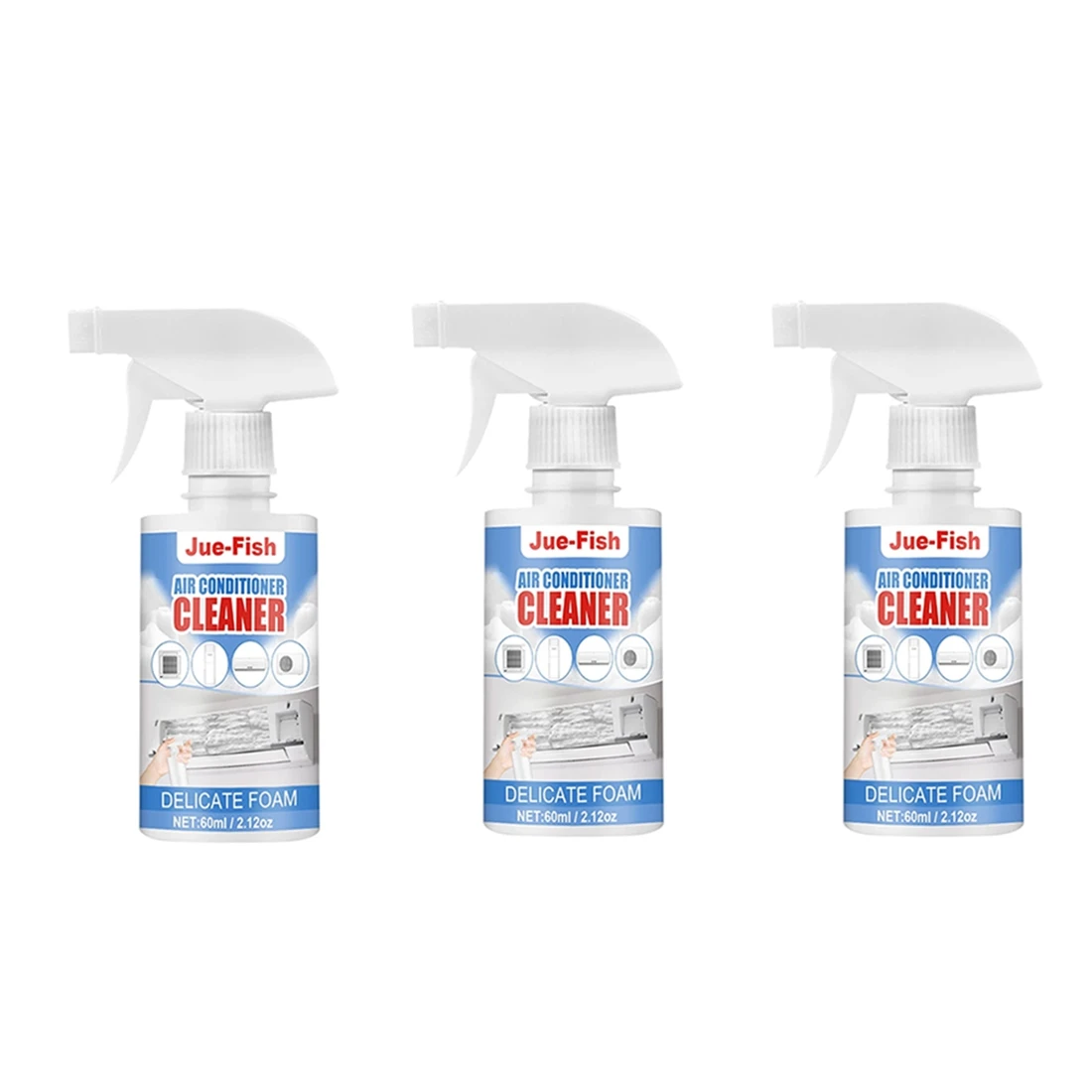 3Pcs 60Ml Air Foaming Cleaner Cleaning Deodorizer Conditioner Cleaner Foam Cleaning Deodorizer