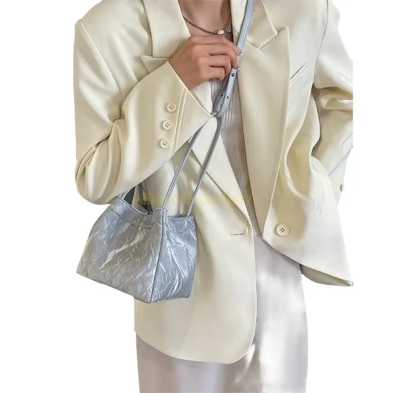 X90D حقيبة دلو تجميلية تحت الإبط من جلد البولي يوريثان مع حزام قابل للتعديل #4