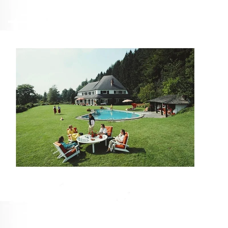 Slim Aarons Von Oswald House, Austria, Print Art Canvas Poster,Living Room , Home Wall Decor Picture